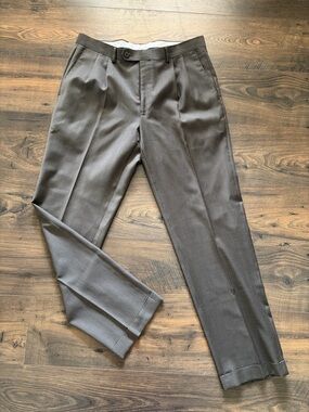 Ralph Lauren Men's Brown Dress Pants with Subtle Check